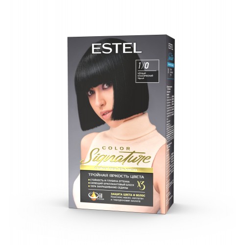 Стойкая крем-гель краска для волос COLOR Signature 1/0 Чёрный классический